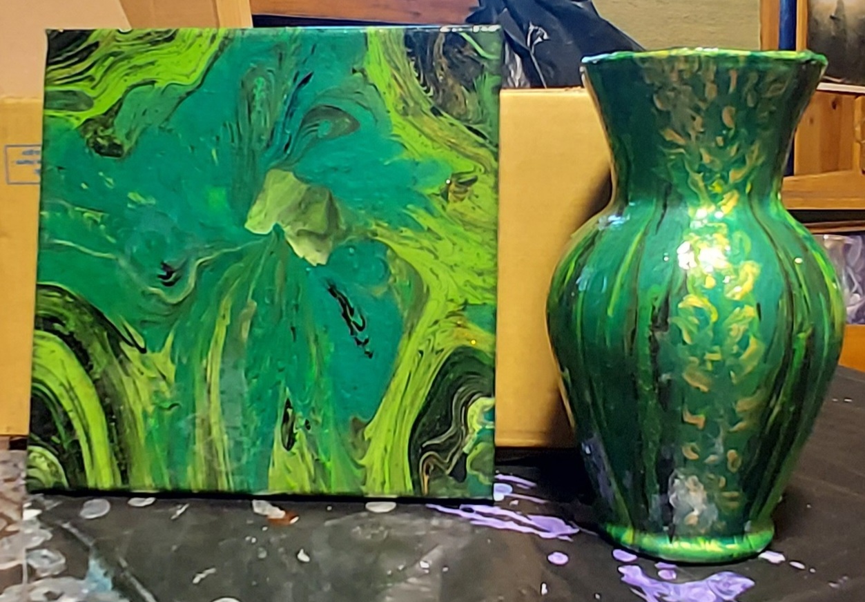 Acrylic Pouring Canvas and Vase
