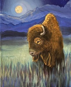 Acrylic Painting of a Buffalo by Edie Dafoe