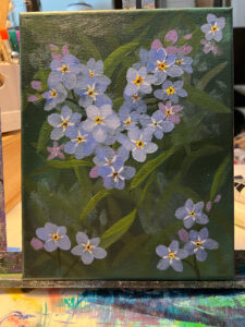 Forget-me-knot flowers painting by Edie Dafoe