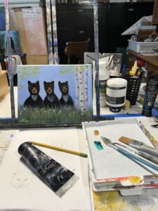 Painting Studio Bear Cubs by Edie Dafoe