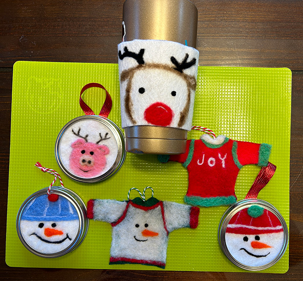 Needle Felt Holiday Ornaments